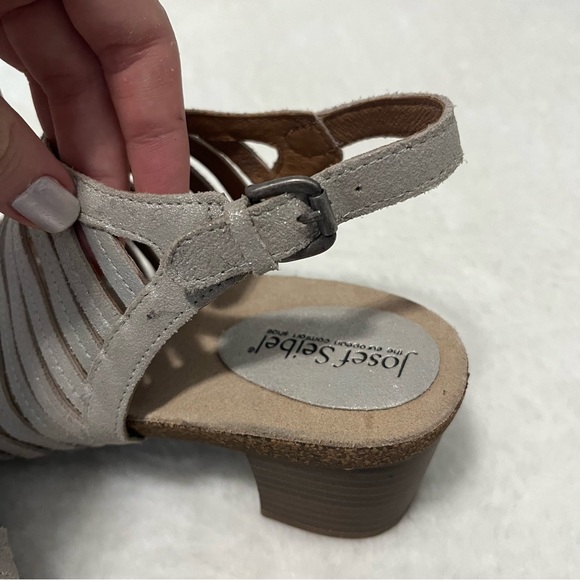 Josef Seibel size 8.5/9 women’s silver and tan heeled sandals - Picture 10 of 11